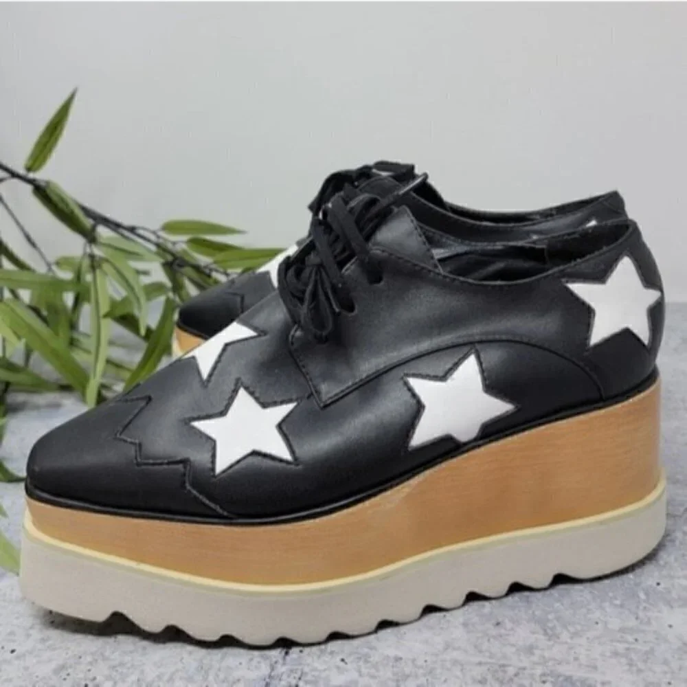 Stella McCartney | Black Elyse Star Platform Sneakers Size EU 38